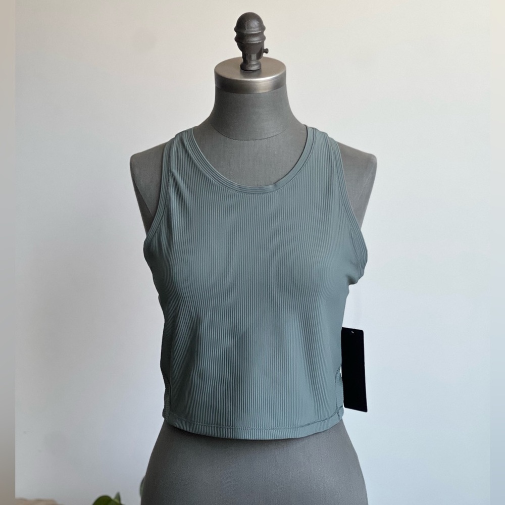 90 Degree by Reflex Sage Green Ribbed Workout Tank Top